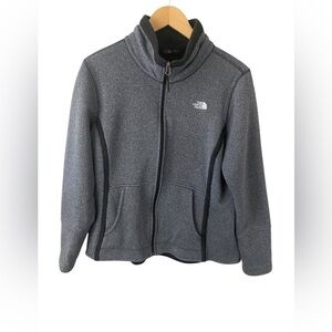 The North Face Women's Gray Black Full Zip Shawl Collar Knit Fleece Sz L